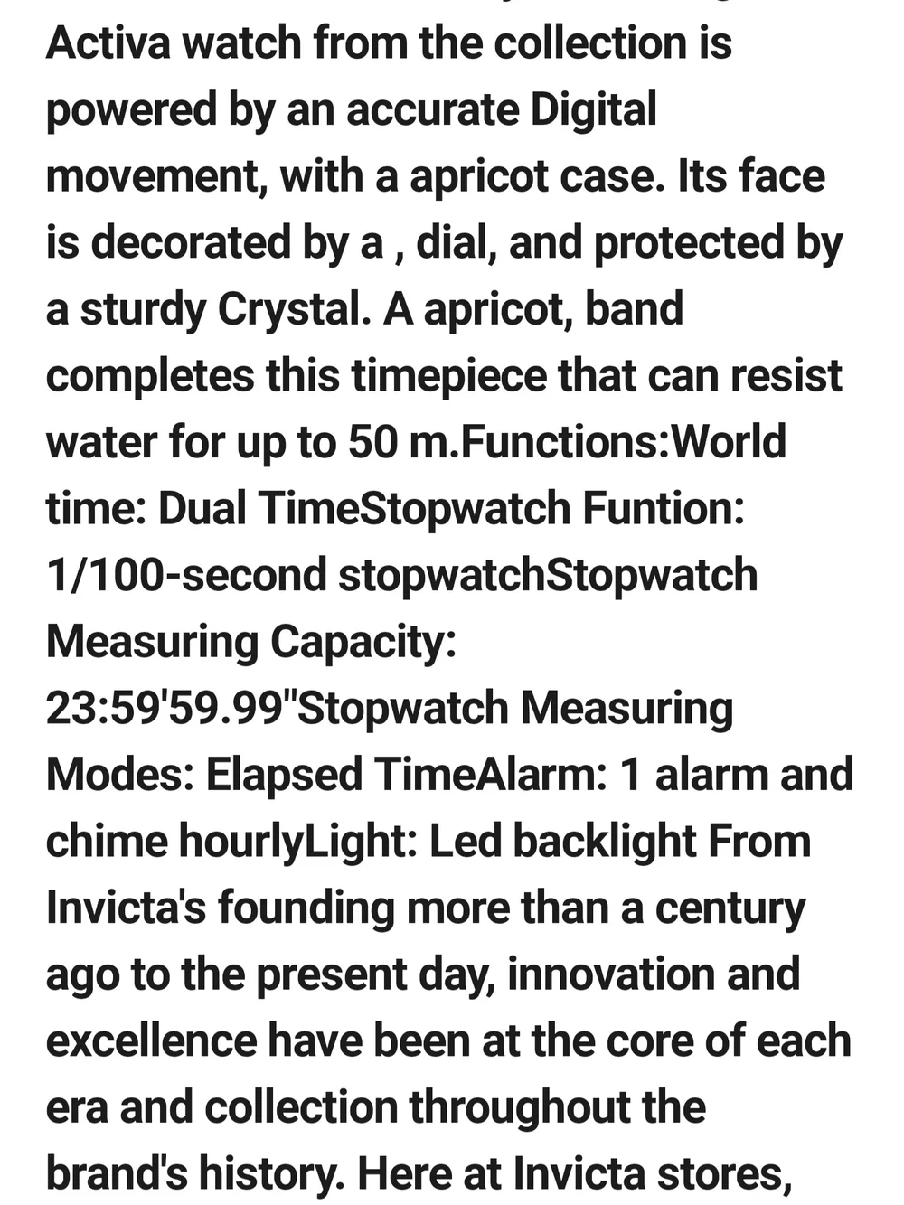 Invicta Activa X Men's Digital Watch - Apricot and Black